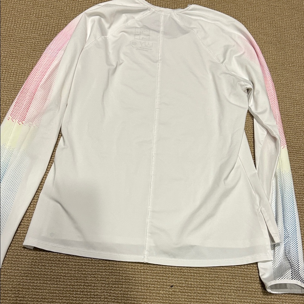 Lucky in Love White Long Sleeve Top with Gradient Accents - Picture 4 of 4